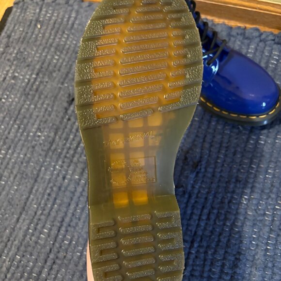 Dr. Martens 1460 Women's Patent Leather Lace Up Boots in Blue Women's Size 10 - Picture 7 of 8